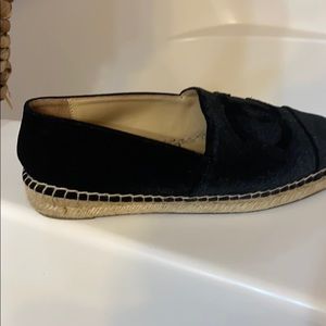 Black velvet Chanel espadrilles